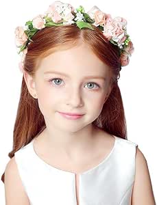 Amazon Co Jp 花冠 子供 髪飾り お花の冠 フラワー ヘッドドレス ヘアアクセサリー ヘア花輪 フラワーガールに変身 結婚式 ウェディング 誕生日パーティー 写真撮影 ダンス衣装 お祝い ビーチ用品 おもちゃ