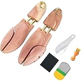 [ikomzo] シューキーパー シューツリー 23.5-29cm対応 靴磨きクロス付 レッドシダー 木製 シワ伸ばし 型崩れ防止 香り 除湿 メンズ レディース