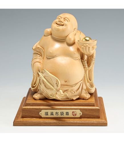 Amazon.co.jp: 布袋さんの置物 10cm 高級天然 黒檀 木彫りの布袋様