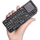 【Ewin】ミニ bluetooth キーボード Mini Bluetooth keyboard タッチパッドを搭載 バックライト付き　小型キーボード マウス 一体型 無線 USB レシーバー付き ブラック【日本語説明書付き】