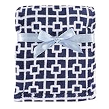 Luvable Friends Print Coral Fleece Blanket, Blue Trellis by Luvable Friends