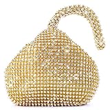 ファッショントライアングルフルラインストーンレディースイブニングクラッチバッグパーティーパーティーウェディングバッグハンドバッグ (ゴールド)