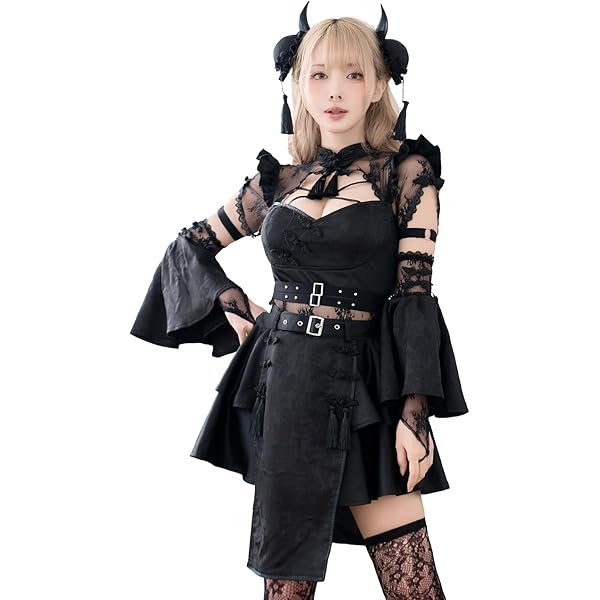 Amazon.co.jp: [Malymoon] 道士 チャイナ 中華 中国 フリル レッド