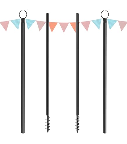 LAND·VOI Metal String Light Poles 2-Pack - 9.6FT Adjustable Outdoor Lighting Stands