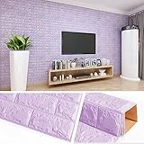 3D壁紙 レンガシート DIY壁紙シール ステッカー タイル レンガタイル ウォールステッカー フォームブリック 防音 シート 60cm*60cm (薄紫色)