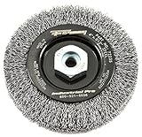 Forney 72235 Wire Wheel Brush, Industrial Pro Crimped with Dual Arbor M10 by 1.25/1.50, 4-Inch-by-.0