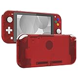 eXtremeRate switch liteに対応用クリア素材のDIY互換するケースシェル、任天堂switchライトコントローラー修理キットハウジング/スクリーンフィルム付き、switchライトに対応用カスタムケースカバー【クリアレッド】