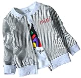 【Topics Garden】子供服 キッズ ボーイズ ガールズ カーディガン ボーダー柄 カジュアル 長袖 春秋用（エコバッグ付き）