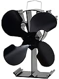 石油/木材暖炉用の4ブレード熱供給式ストーブファン - 環境にやさしい（ブラック）