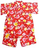 putty(プッティー)ほたる柄 甚平スーツ上下 110cm レッド 720944 サザンクロス 日本製 綿100% トドラーサイズ