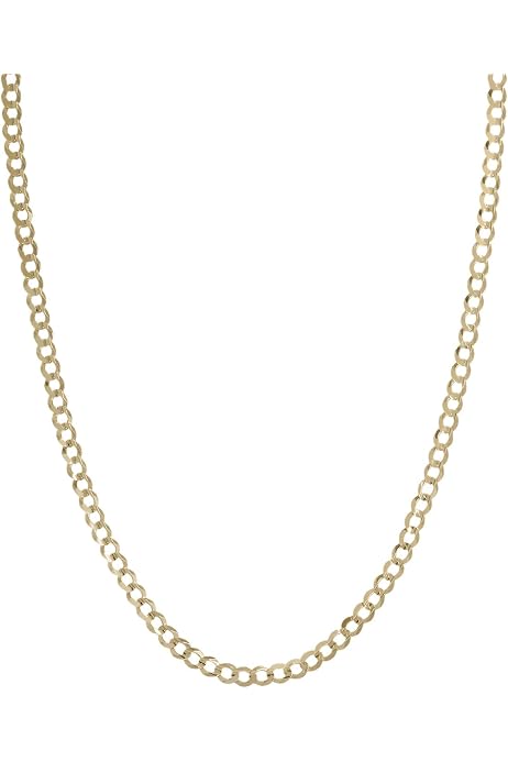 18K Solid Yellow Gold 3mm Cuban Curb 