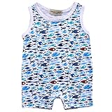 幼児赤ちゃん男の子女の子服Sharkロンパースバックレスボディスーツ服装新生児キッズオーバーオールノースリーブ カラー: ブルー