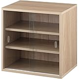 ぼん家具 食器棚 ミニ 卓上 キッチンキャビネット 幅45.2×奥行30.1×高さ45cm カップボード キッチン収納 ガラス扉 オーク