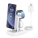Galaxy Watch専用充電ポート搭載 3in1充電スタンド 充電ステーション 30W急速充電 Type-C端末対応 有線式 Type-Cスマホ・Galaxy Watch・USB-Cイヤホン同時充電 縦置き省スペース デスク・ベッドサイド用 Galaxy AQUOS Xperia iPhone 15/16 Kindle対応 ホワイト