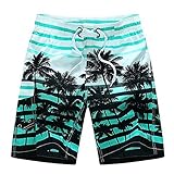 Aidle メンズ　サーフパンツ　ショーツ　水着　海水パンツ　海パン　ゴムウエスト　サーフトランクス (M, ブルー)
