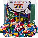 Building Bricks | 500 pc Bulkブロック| 10 " x 10 "ベースプレート| Includes 30屋根Pieces | Tight Fit with主要ブランド