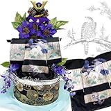 男の子の出産お祝い.お宮参り。最高級 【東宮】日本製ちりめん細工の兜とミニ着物を飾った3段おむつケーキ L