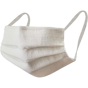 [オオキニ] マスク 麻マスク 繰り返し使える 夏素材 日本製 三層構造 プリーツ型 白 生成り