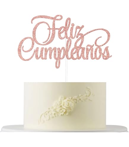 Gold Glitter Feliz Cumpleaños Cake Topper - Spanish Happy Birthday Decoration For Fiesta Theme Parties, Single-Sided - View #6