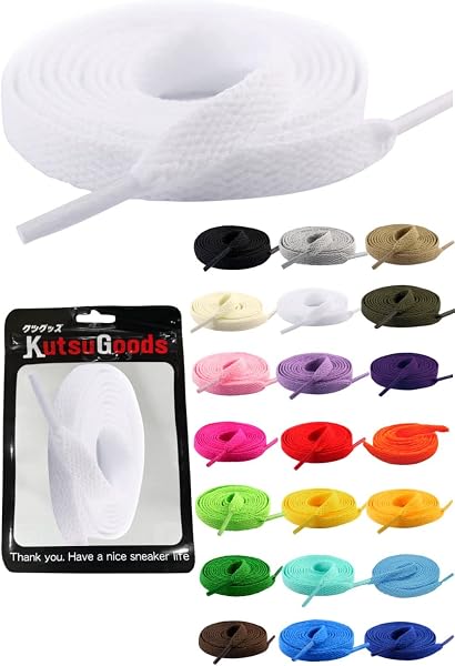 [KutsuGoods] クツグッズ フラット シューレース 靴紐 素材選びにこだわった 平紐 靴ひも 100cm 120cm 140cm 160cm 8mm幅 shoelaces