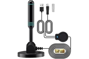 【2024業界トップクラス 新登場】室内アンテナ Yirui 500KM 受信範囲 4K HDTV 360度全方位受信 アンテナ テレビアンテナ 高性能 高感度 設置簡単 USB式 薄型&小型軽量信号ブースター付き 全種類 UHF VHF 対応 ブル