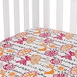 Sweet Potato Calliope Fitted Sheet, Orange/Grey/White by Sweet Potatoes