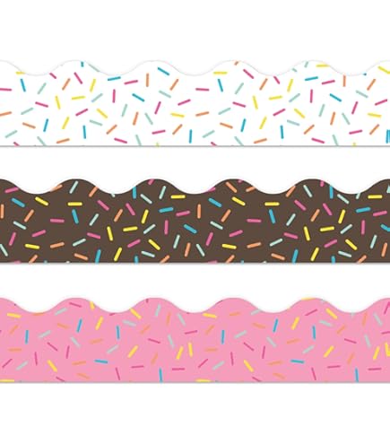 Rainbow Dot Bulletin Board Border - 65.6ft Black Scalloped Trim For Classroom & Office