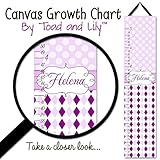 子供用キャンバスGrowth Chart Plumパープルアーガイル、ドットBaby NurseryキャンバスGrowth Chart gc0227