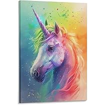 Amazon.co.jp: 絵画 カラフルなユニコーンインテリア 絵画 動物