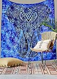 Large Tie Dye Elephant Desingヒッピー壁吊りタペストリーアートGypsy壁Throwホームインテリア壁Hanging 90x84 ブルー GCIT00120