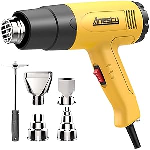 Anesty ヒートガン 2段階風量 ヒートがん 無段階調温可能 ヒートエアガン 1500w 50-600℃ 多用途ヒー…
