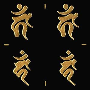 Amazon Co Jp Sanskrine Sowing Sticker Sticker Fuddo Myo Kern Rooster Year Gold 24mm Round Spatula Writing 4 Pieces Included Toys Games