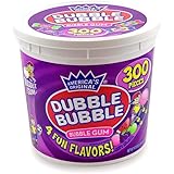 Dubble Bubble ダブル バブル - Assorted Flavors 4種類のフレーバー, Reusable Tub (300個入り) ピーナッツフリー グルテンフリー [並行輸入品]
