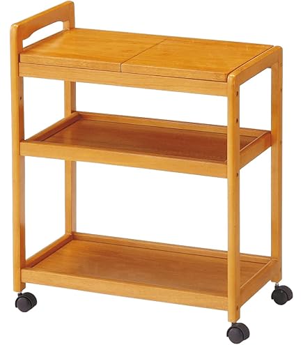 Amazon.co.jp: キャスター付きキッチンワゴン 木製 配膳台 ラック