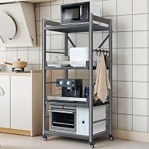 キッチンラック レンジラック 3段 スライド式棚板 ストッパーキャスター Amazon.co.jp: 【全開スライド棚板・簡単組立】FaitLux キッチンラック