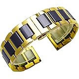 [Kai Tian] セラミック時計ベルト 腕時計バンド ステンレス バックル 交換ベルト 18mm 20mm 22mm 時計バンド ブレスレット メンズ リストバンド、隠れた 時計 留め金