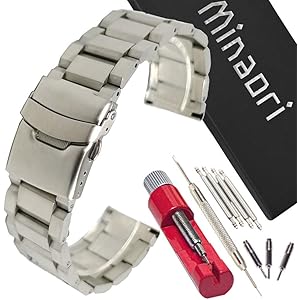 [Minaori]腕時計 ベルト バンド 20mm シルバー 取り替え工具付き MO-TB20-SB