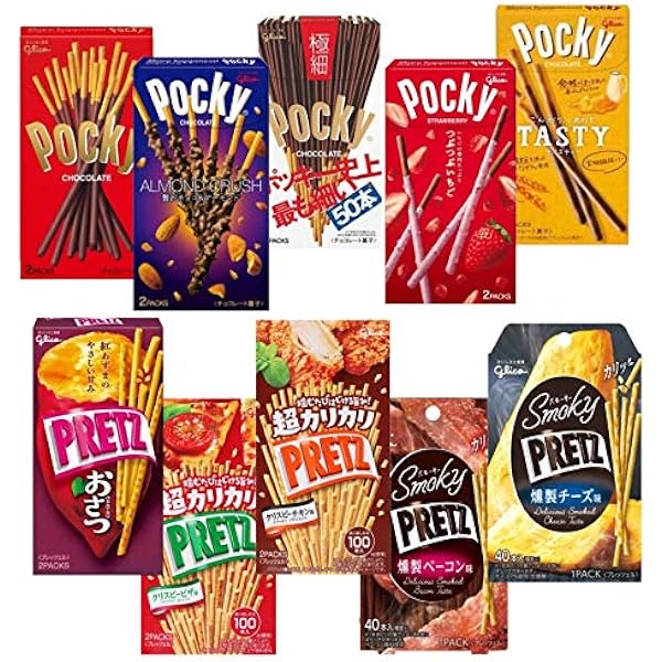 Amazon お菓子の詰め合わせ ポッキー プリッツ 江崎グリコ おさつ 燻製チーズ 燻製ベーコン A ノーブランド品 スナック菓子 通販