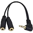 Poyiccot 3.5mm AUXケーブル2分配 オーディオケーブル L字型 3.5mm 延長ステレオオーディオ(オス)⇔3.5mmステレオ(メス) Y字 分岐 ケーブル