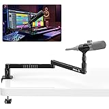 VIJIM LS26 マイクスタンド マイクアーム 卓上用 クランプ式 デスクスタンド 角度調整可能 マイクホルダー 1/4"3/8"5/8"変換ネジマウント付き 折りたたみ モニター下部からの設置/レコーディング/配信/ゲーミング/動画制作に適用 