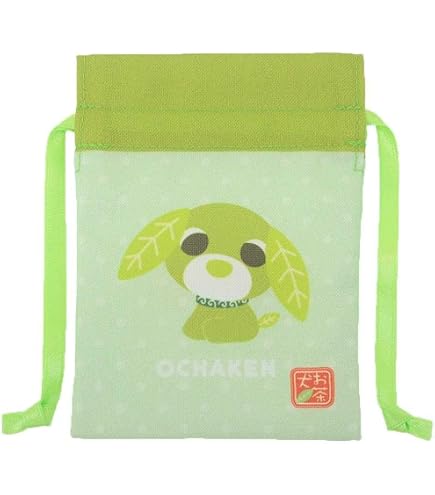 Amazon｜お茶犬 巾着 Mサイズ リョク｜ランチバッグ・ランチ巾着