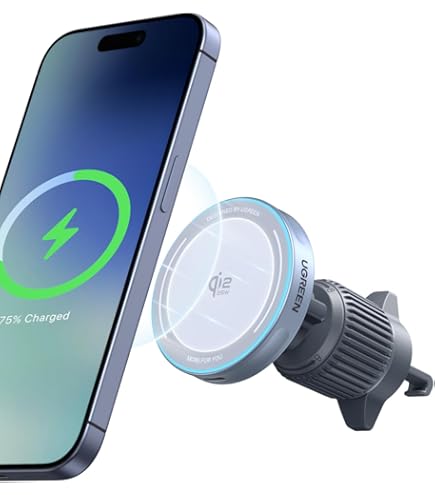 Amazon.co.jp: UGREEN MagFlow MagSafeワイヤレス車充電器 Qi 15W LED