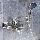 Eyekepperウォーターフォール浴室蛇口浴槽バスタブシャワーミキサーwith Hand Heldシャワーセットシングルハンドルレバーつや消しニッケル