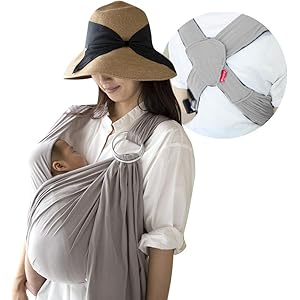 (ケラッタ)x-sling 抱っこ紐 ベビースリング 新生児 横抱き可 かぶって引っ張る簡単装着 リングでサイズ調整 (グレー)