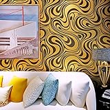 (ハンメロ)HANMEROのりなし壁紙 波柄 フリース パープル ラグジュアリー 1ロール（70cm×8.4m） (イエロー)