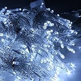 Fontic LED Window Curtain Icicle Lights,9.8ft x 9.8ft,8 Modes Linkable 300 LED Weatherproof Freeze-p