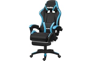 GTBoy ゲーミングチェア オットマン付き 座り心地最高 デスクチェア オフィスチェア 椅子 テレワーク PCゲーミングチェア パソコンチェア ゲームチェア リクライニング 座り心地最高 人間工学 充実機能 高さ調整機能 (黒と青, ゲーミング チ
