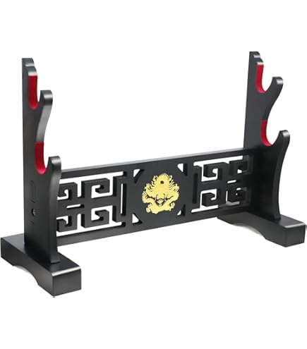Support Épée Katana Vertical FOXSMZZ - Stand Samouraï En Panneau Densité Noir, 2 Tailles