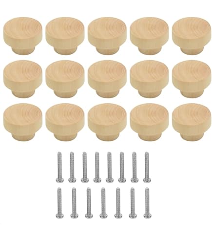 thumbnail image 2 of QOCO 20pcs Wooden Drawer Knobs,Round Natural Wooden Wardrobe Knobs With 2 of 14