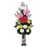 【仏花倶楽部®】のプリザーブドフラワー仏花：B017PFIYKK【size M】（お花はもちろん、葉っぱにいたるまで、造花は一切使用しておりません））